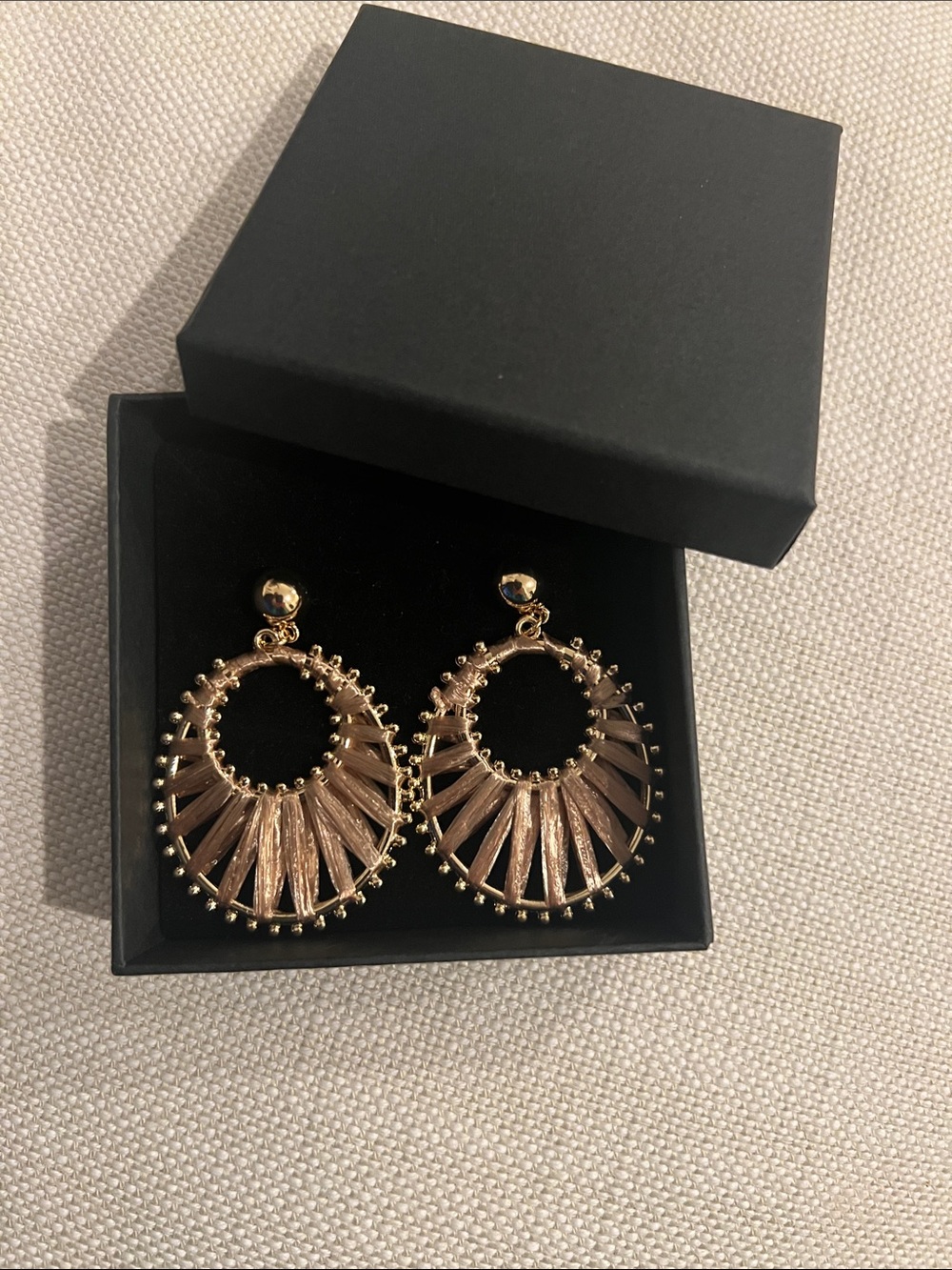 Fancy Boho Gold-Tone Radiant Hoop Drop Earrings